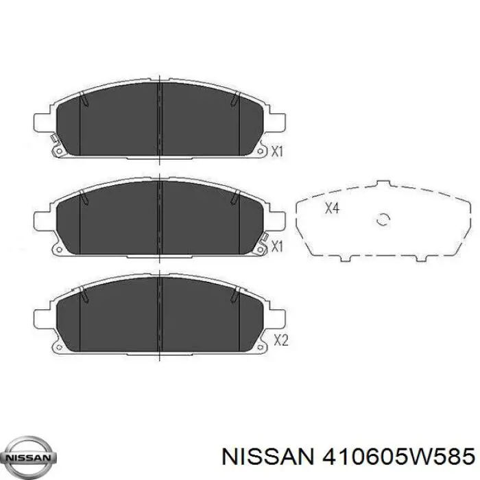 410605W585 Nissan колодки гальмівні передні, дискові