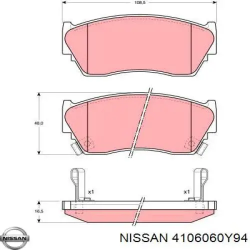 4106060Y94 Nissan колодки гальмівні передні, дискові