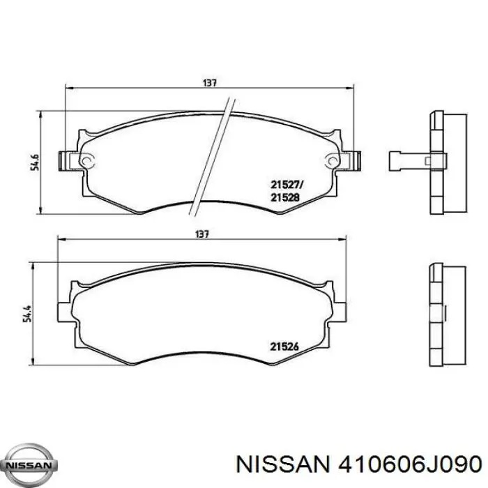 410606J090 Nissan колодки гальмівні передні, дискові