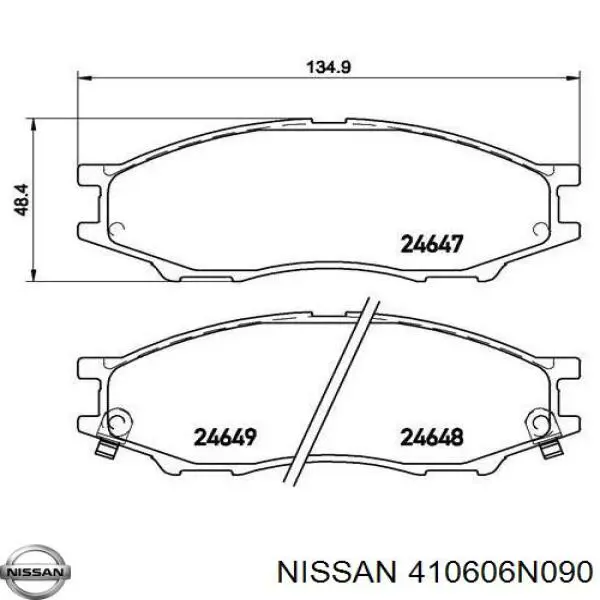 Колодки гальмівні передні, дискові 410606N090 Nissan