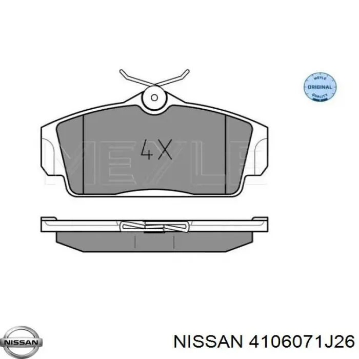 4106071J26 Nissan колодки гальмівні передні, дискові