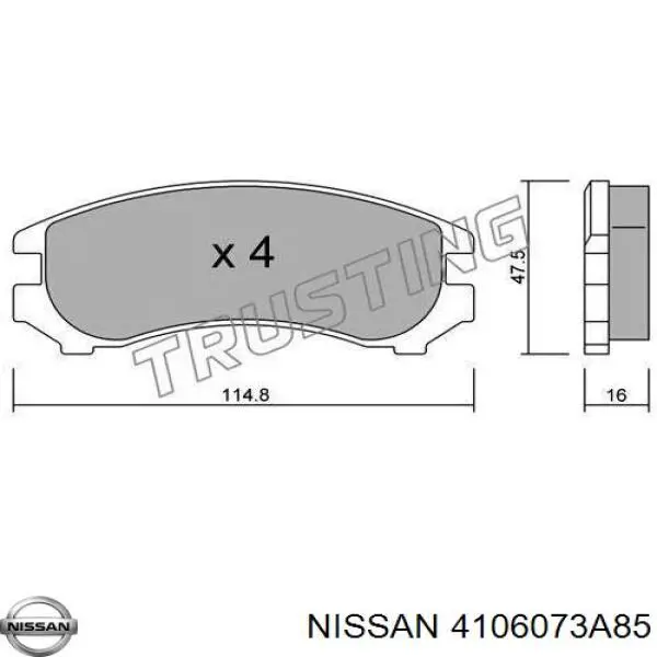 Купити 4106073A85 Nissan/Infiniti Колодки гальмівні передні, дискові