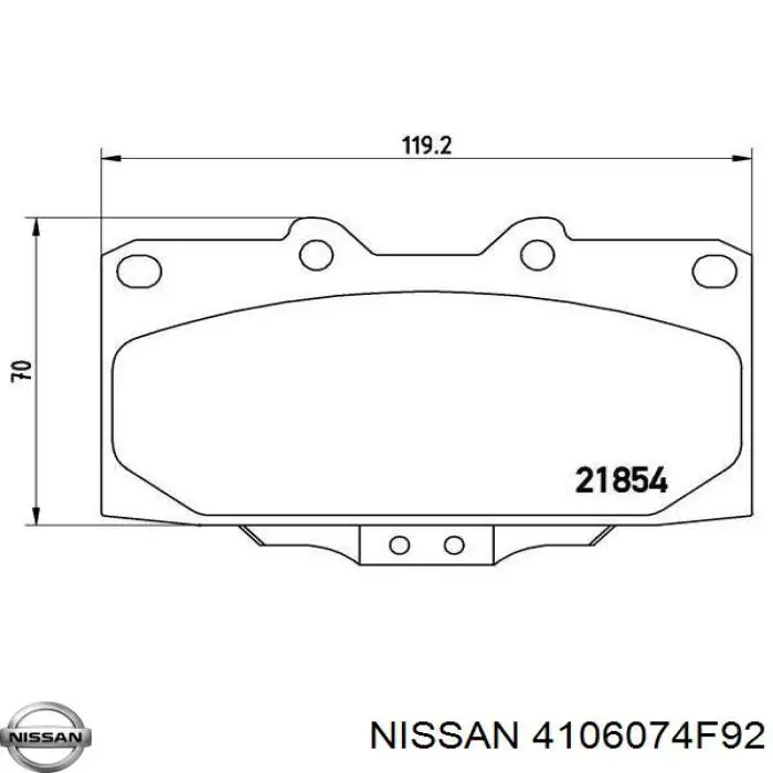 Колодки гальмівні передні, дискові 4106074F92 Nissan