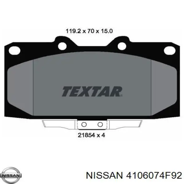 4106074F92 Nissan/Infiniti Передні гальмівні колодки