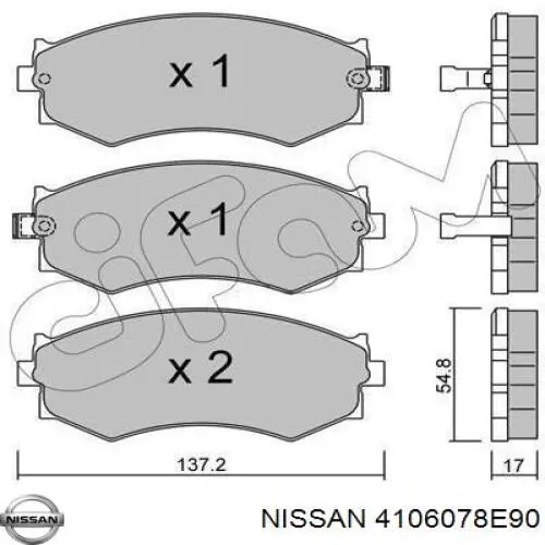 Колодки гальмівні передні, дискові 4106078E90 Nissan