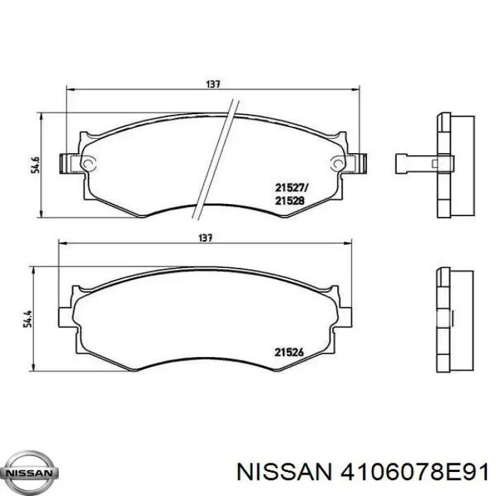 4106078E91 Nissan колодки гальмівні передні, дискові