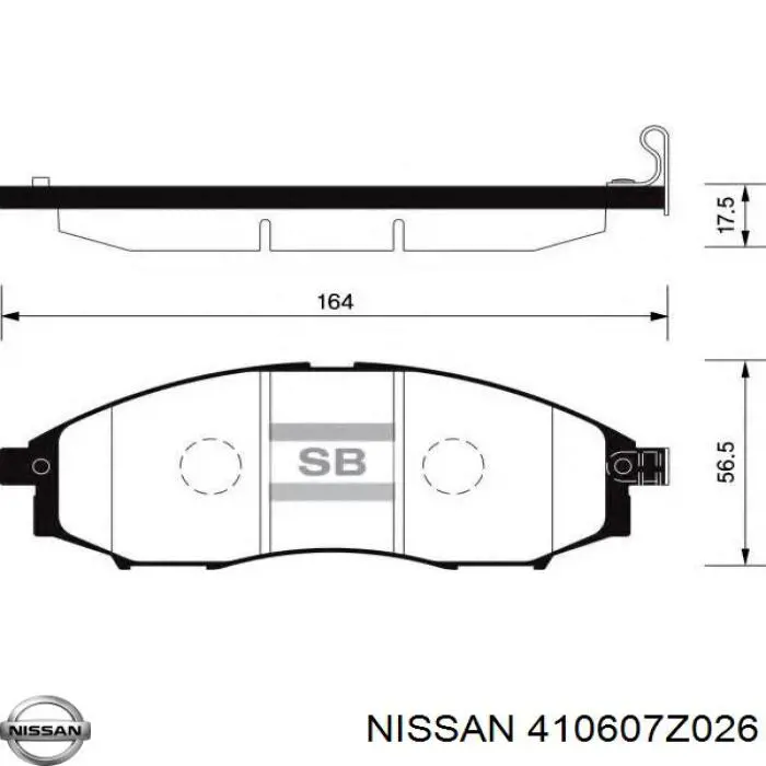Гальмівні колодки Nissan/Infiniti 410607Z026 ціна, від 26.30 USD