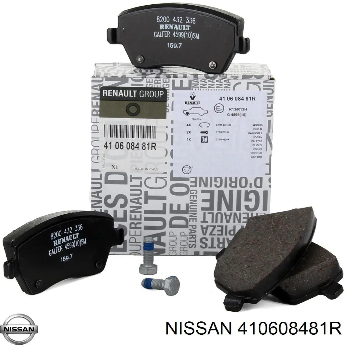 Колодки гальмівні передні, дискові 410608481R Nissan