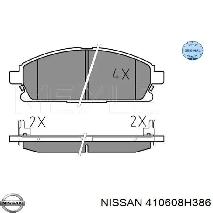 410608H386 Nissan колодки гальмівні передні, дискові