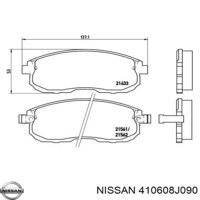 410608J090 Nissan колодки гальмівні передні, дискові