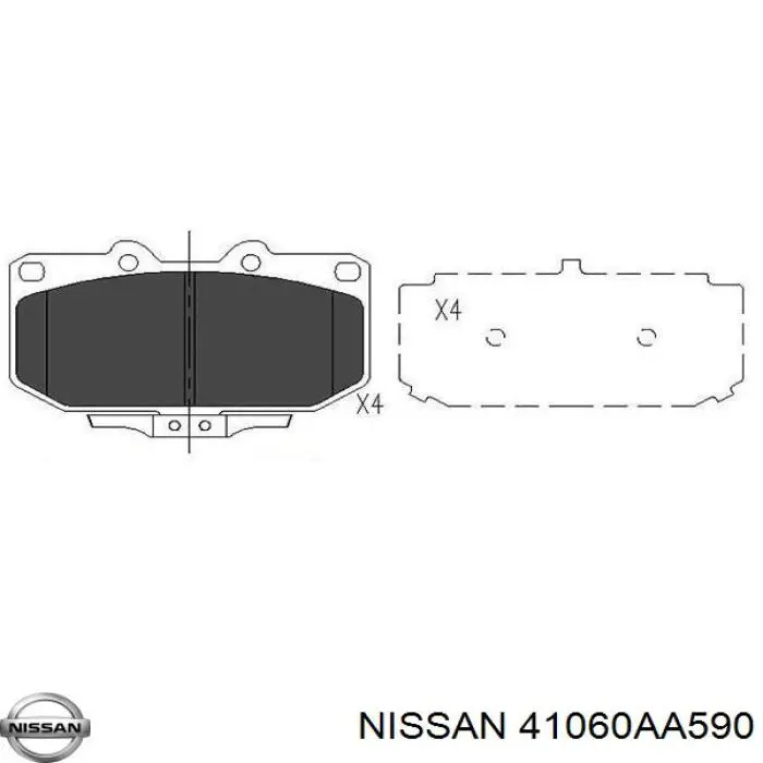 Колодки гальмівні передні, дискові 41060AA590 Nissan