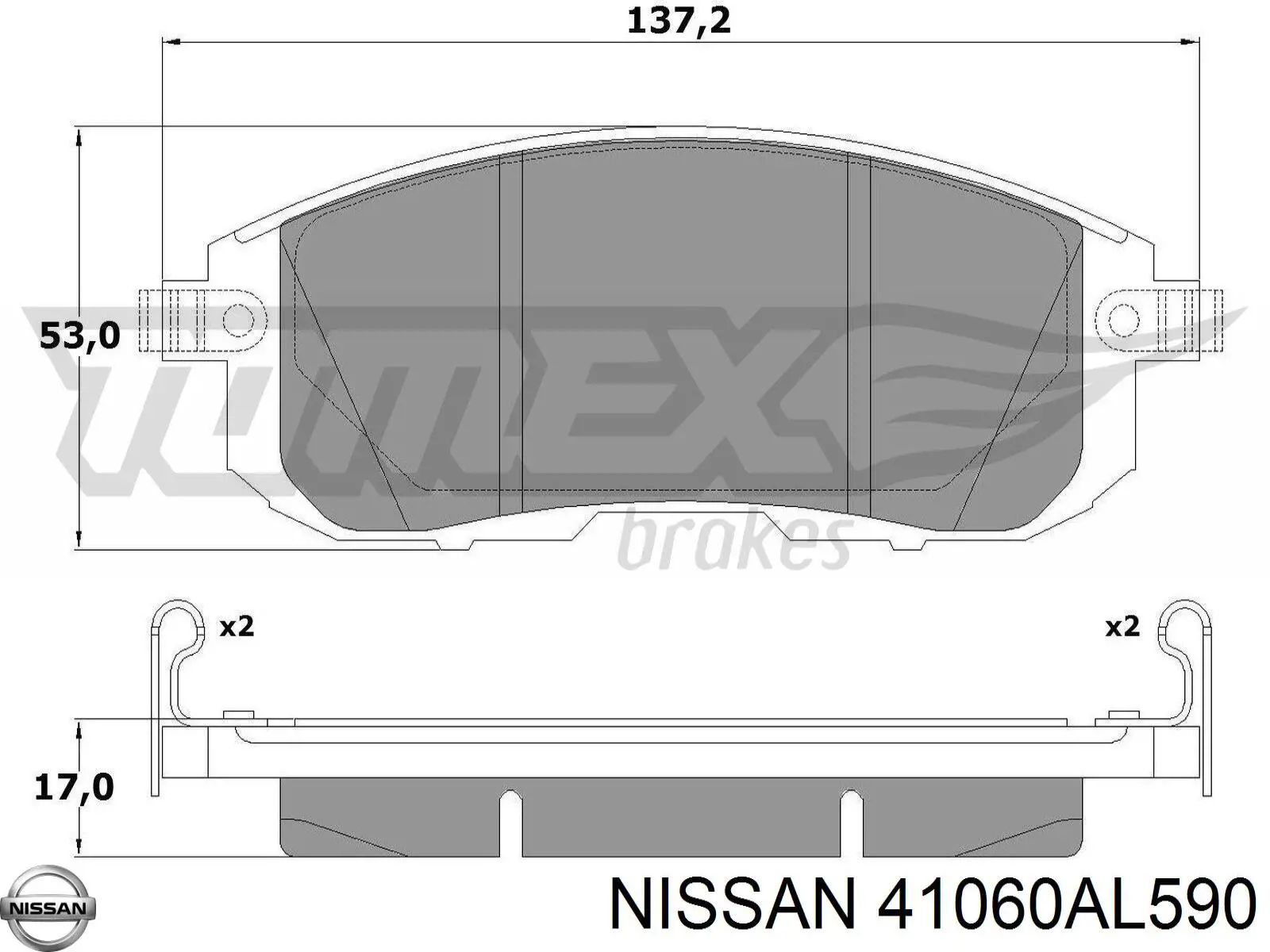 Передні тормозні колодки 41060AL590 Nissan/Infiniti