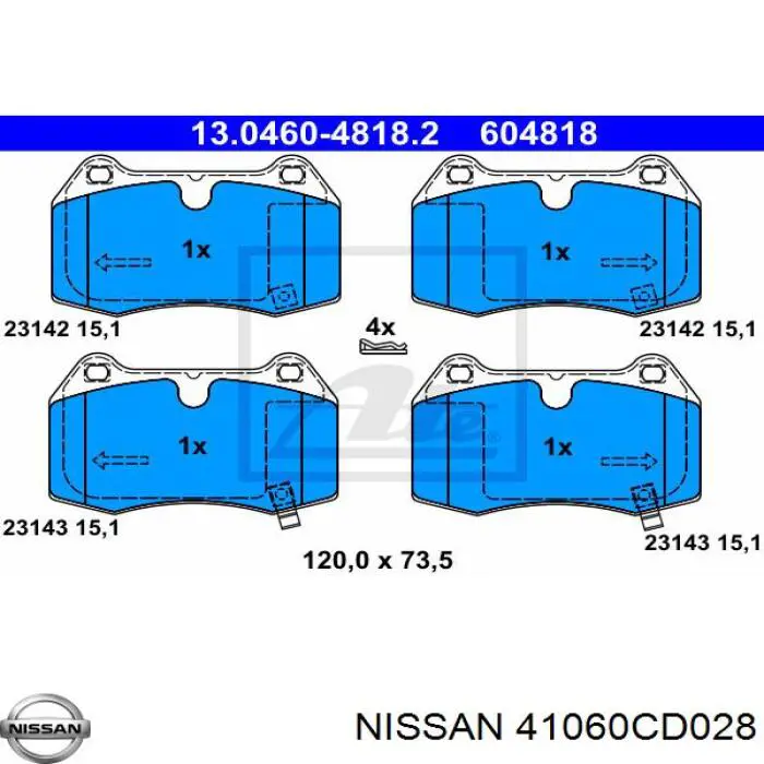 41060CD028 Nissan/Infiniti Передні гальмівні колодки