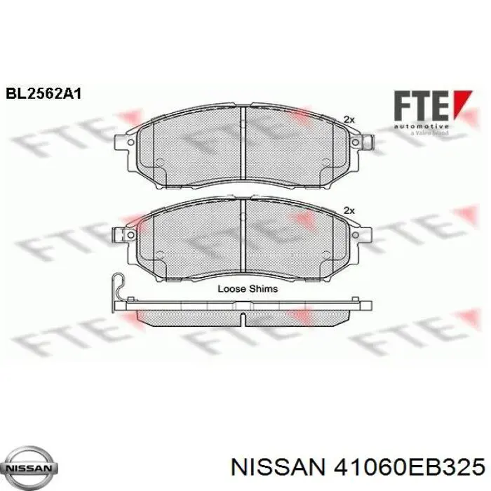 Купити 41060EB325 Nissan/Infiniti Колодки гальмівні передні, дискові