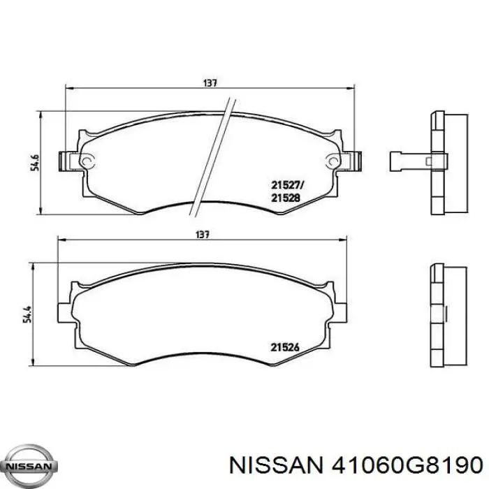 41060G8190 Nissan колодки гальмівні передні, дискові