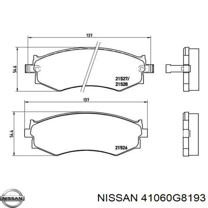 41060G8193 Nissan колодки гальмівні передні, дискові
