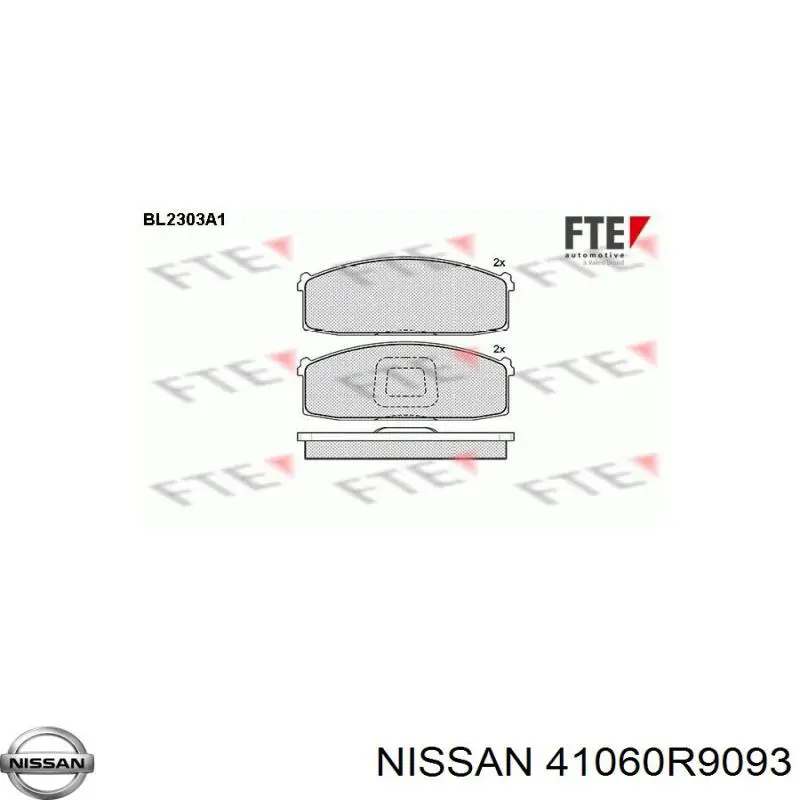 Колодки гальмівні передні, дискові 41060R9093 Nissan