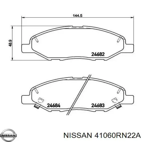 Колодки гальмівні передні, дискові 41060RN22A Nissan