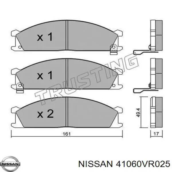 Колодки гальмівні передні, дискові 41060VR025 Nissan