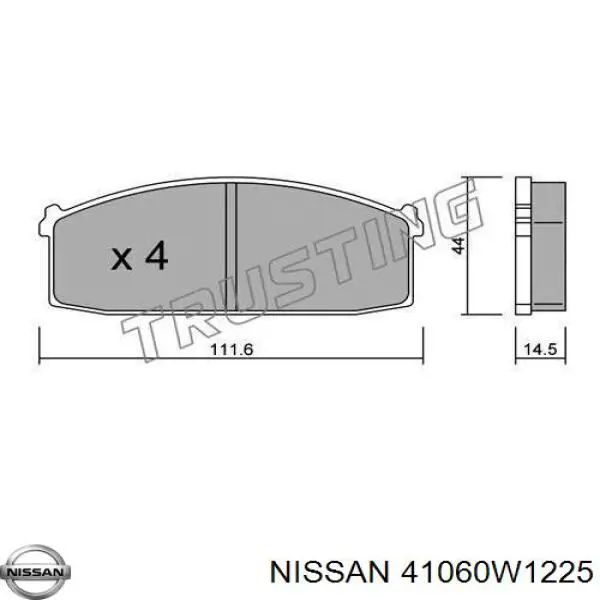 Колодки гальмівні передні, дискові 41060W1225 Nissan