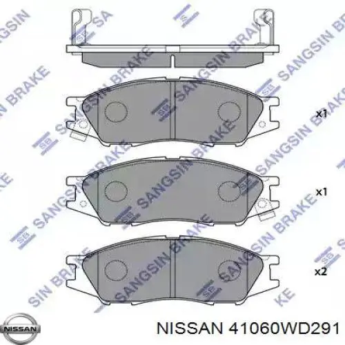 Колодки гальмівні передні, дискові 41060WD291 Nissan