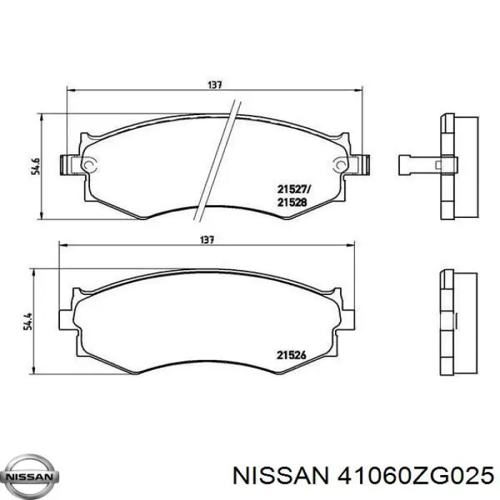 41060ZG025 Nissan колодки гальмівні передні, дискові