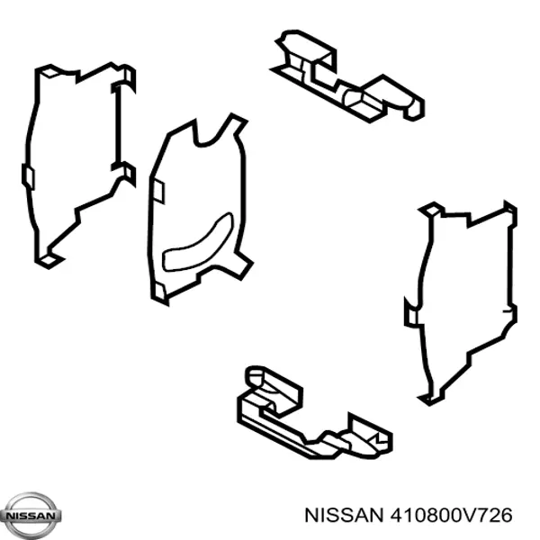 410800V726 Nissan комплект пружинок кріплення дискових колодок, передніх
