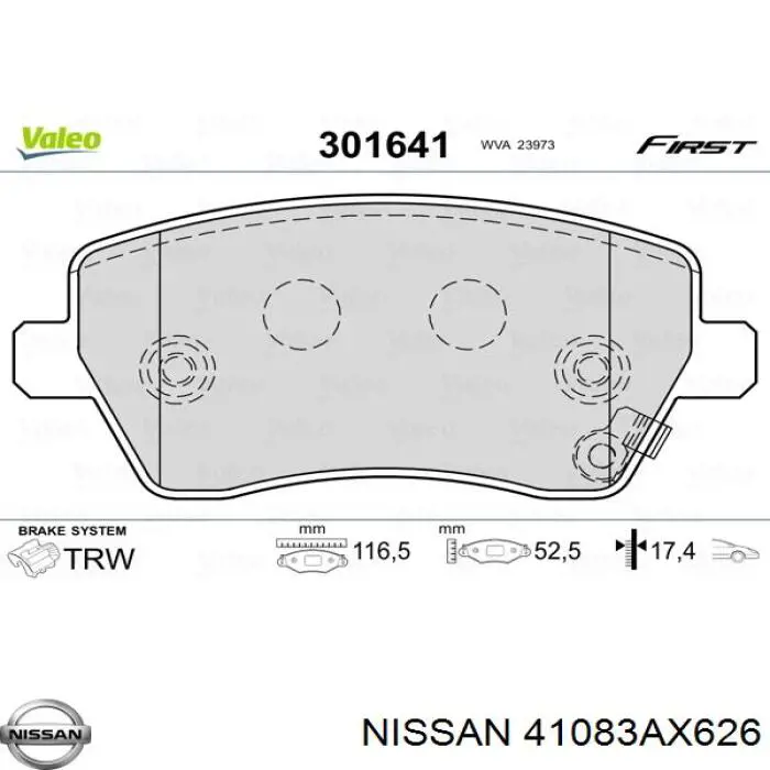 Купити 41083AX626 Nissan/Infiniti Комплект пружинок кріплення дискових колодок, передніх