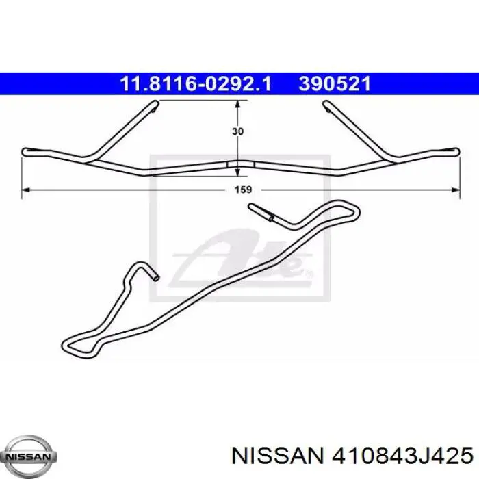Купити 410843J425 Nissan/Infiniti Комплект пружинок кріплення дискових колодок, передніх