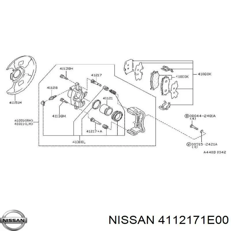 4112171E00 Nissan поршень супорту гальмівного, переднього