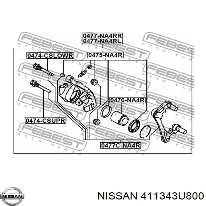 Купити 411343U800 Nissan/Infiniti Направляюча супорту переднього