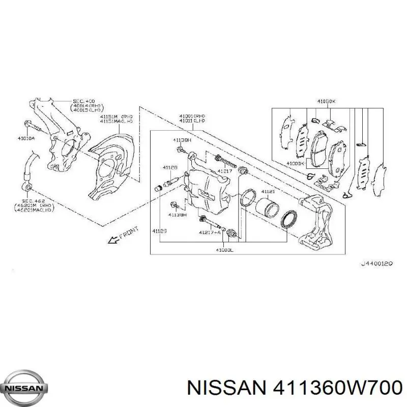 411360W700 Nissan/Infiniti Болт супорта