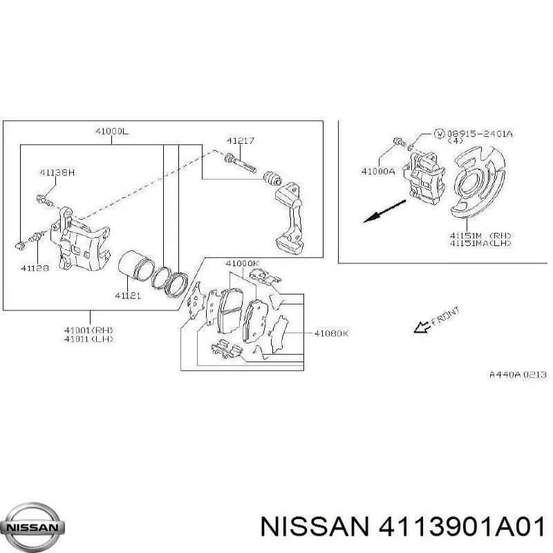 4113901A01 Nissan направляюча супорту переднього