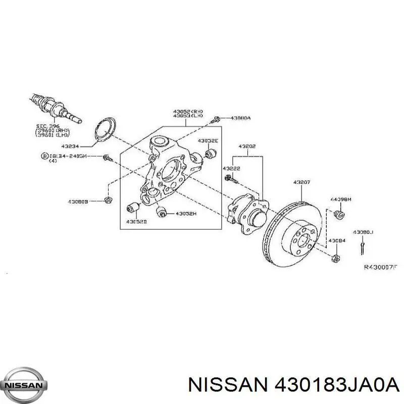 Купити 430183JA0A Nissan/Infiniti Кулак поворотний правий