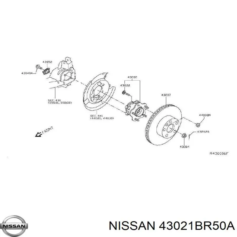 43021EN100 Nissan/Infiniti Цапфа поворотна права