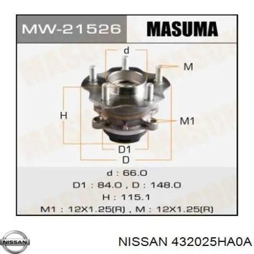 Купити 432025HA0A Nissan/Infiniti Підшипник ступиці колеса