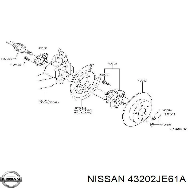 Купити 43202JE61A Nissan/Infiniti Підшипник ступиці колеса