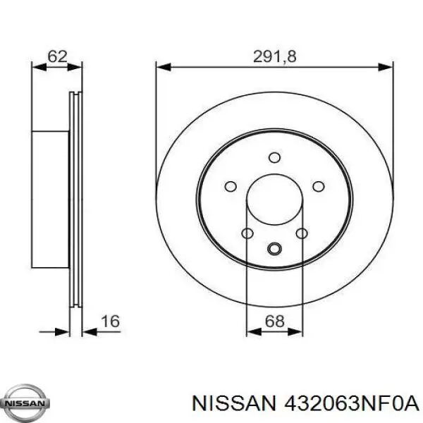 Гальмівні диски 432063NF0A Nissan/Infiniti