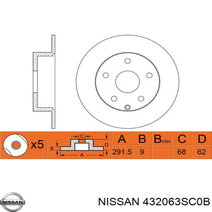 Диск переднього гальма Nissan/Infiniti 432063SC0B ціна, від 28.29 USD
