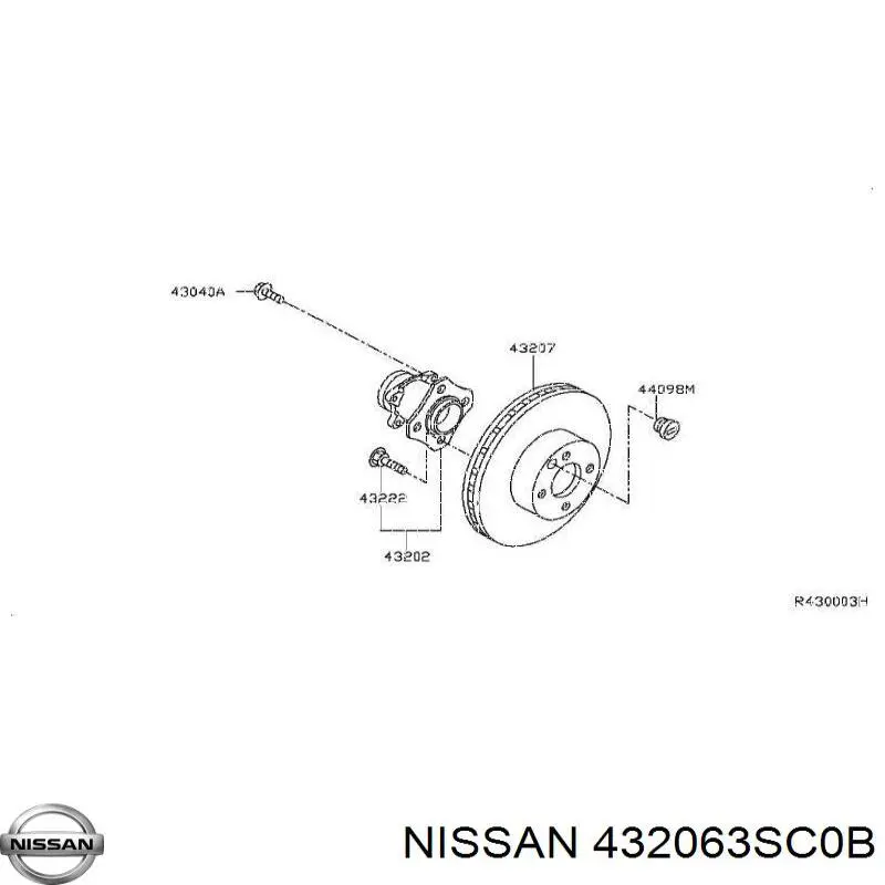 Диск гальмівний передній 432063SC0B Nissan