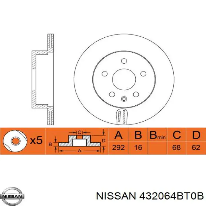 Гальмівні диски 432064BT0B Nissan/Infiniti