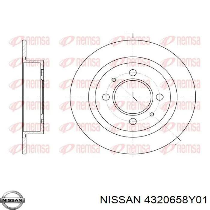 4320658Y01 Nissan диск гальмівний задній
