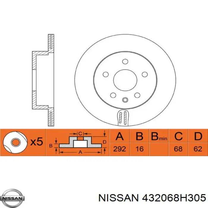 Диск гальмівний задній Nissan/Infiniti 432068H305