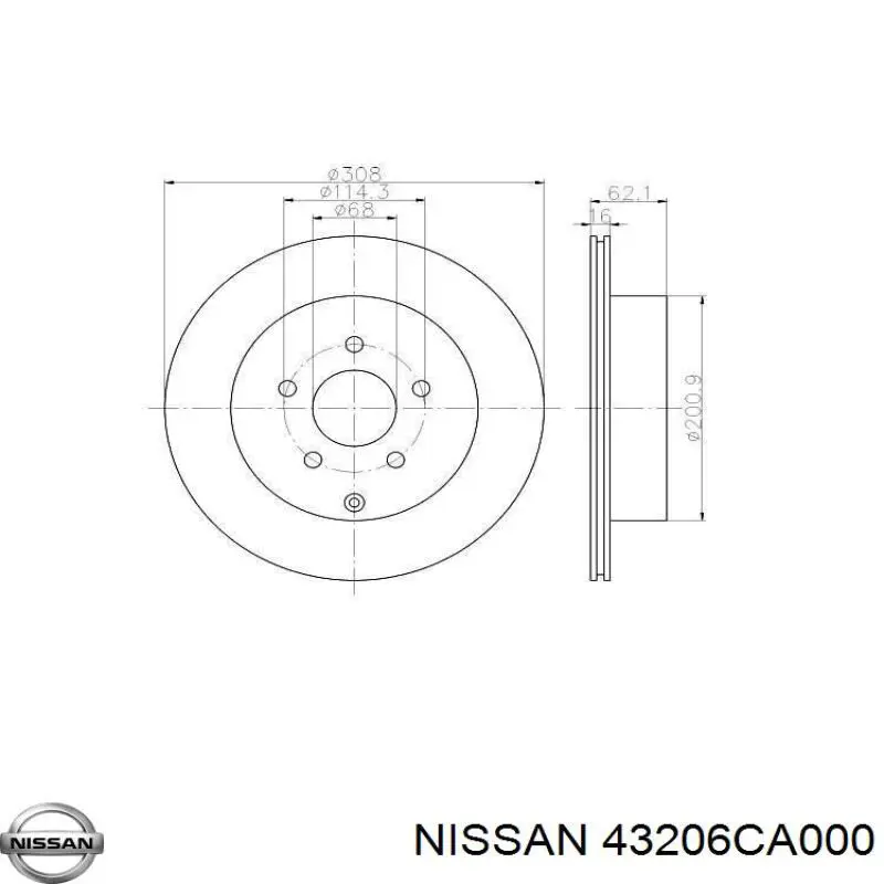 Задні дискові гальма Nissan/Infiniti 43206CA000 ціна, від 35.35 USD