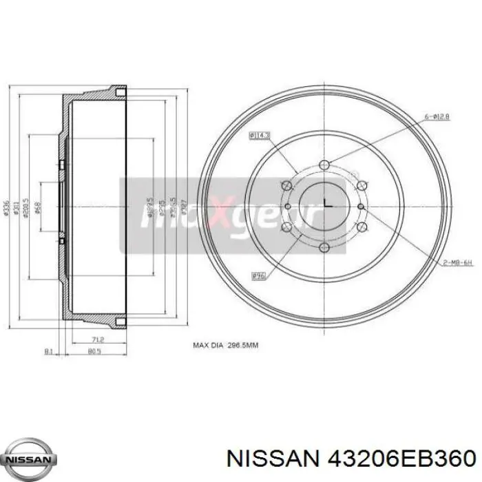 Купити 43206EB360 Nissan/Infiniti Барабан гальмівний задній