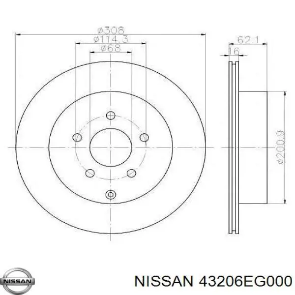 Купити 43206EG000 Nissan/Infiniti Диск заднього гальма