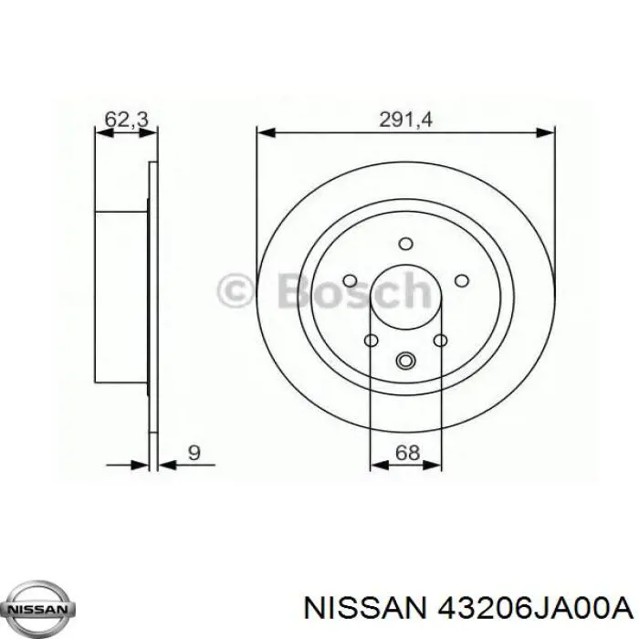 Задні дискові гальма Nissan/Infiniti 43206JA00A ціна, від 24.63 USD