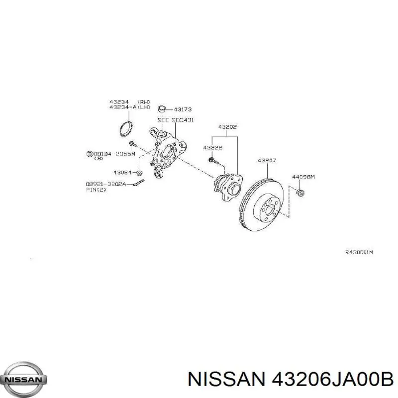 43206JA00B Nissan диск гальмівний задній