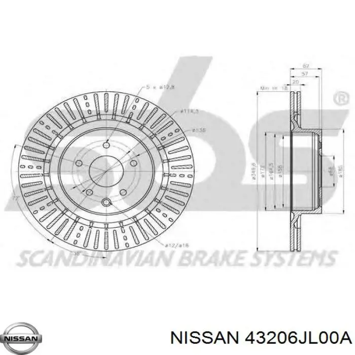 Задні дискові гальма Nissan/Infiniti 43206JL00A ціна, від 66.23 USD