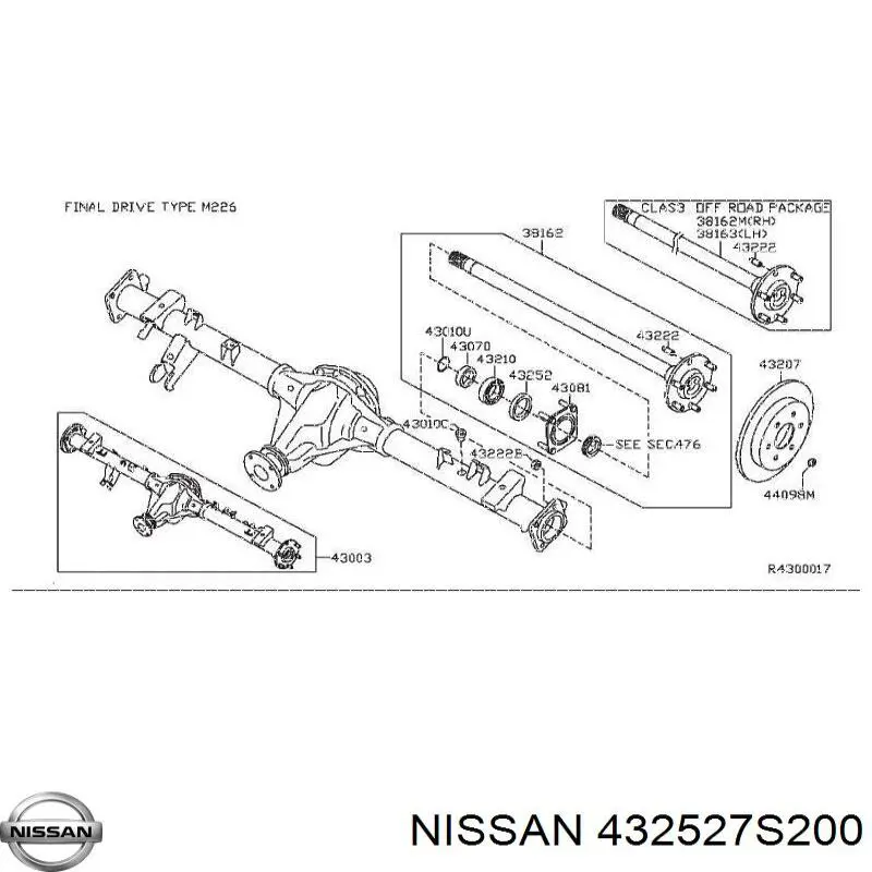 Сальник піввісі заднього моста 432527S200 Nissan